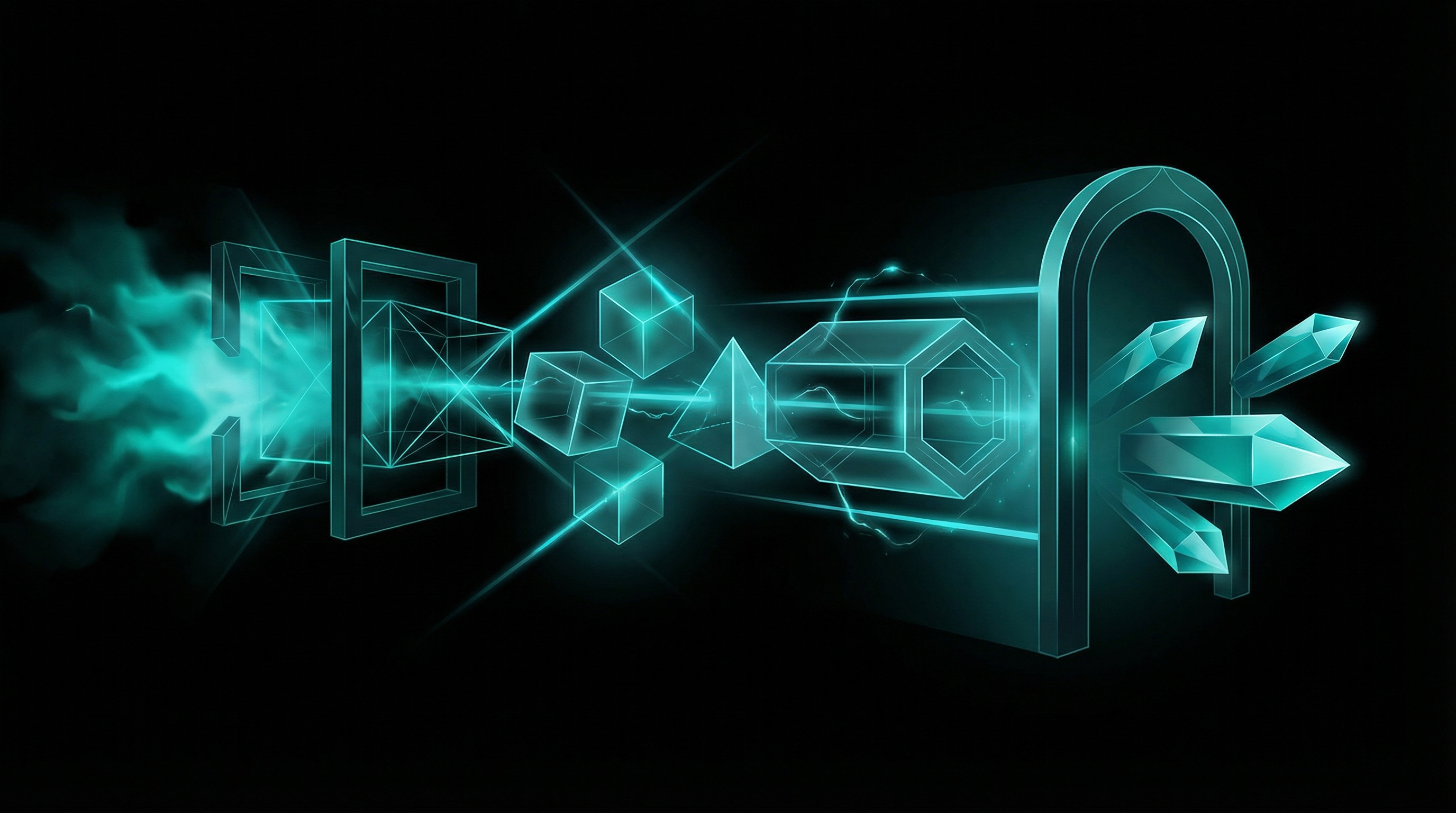 Abstract illustration of creative production workflow and transformation