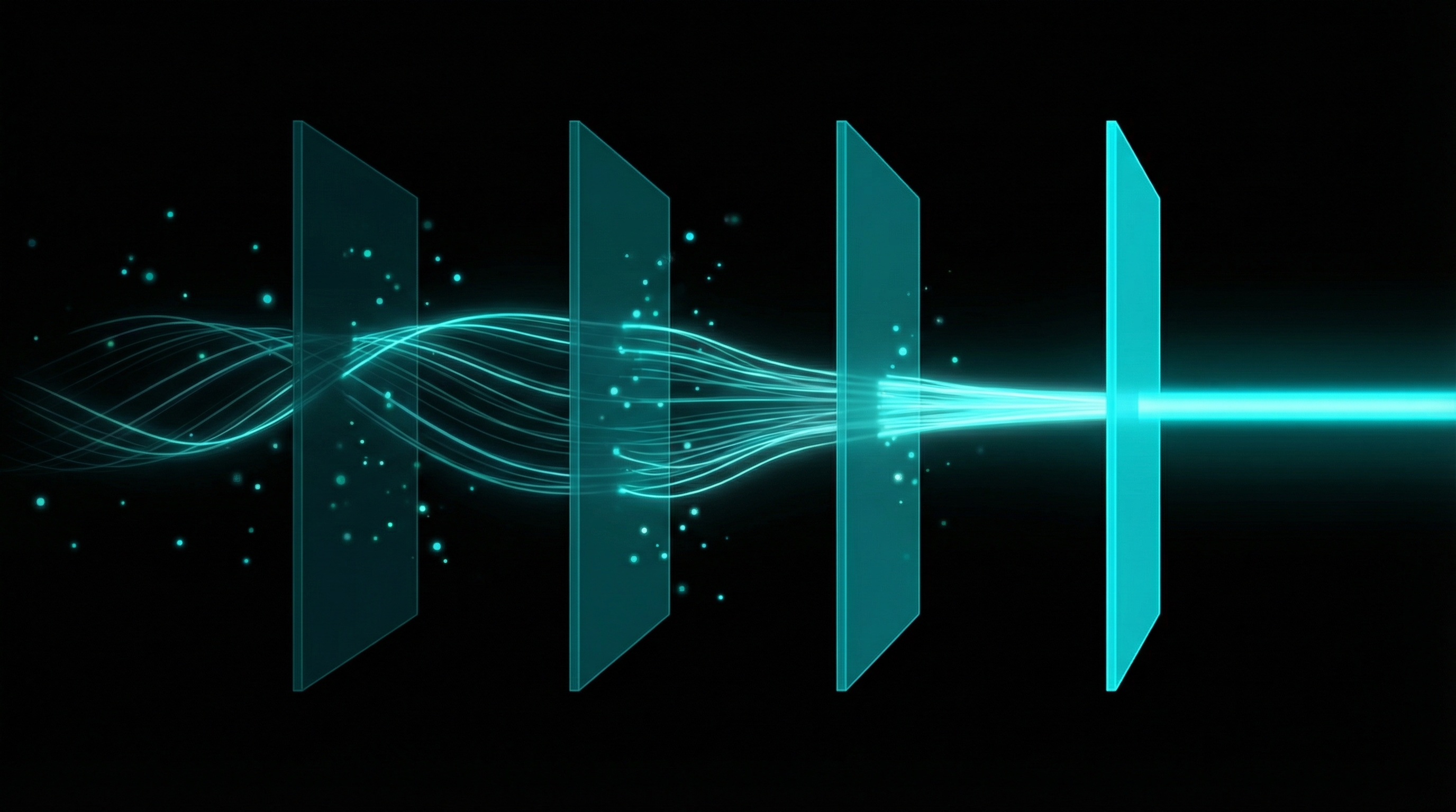 Abstract illustration of systematic data filtering and analysis
