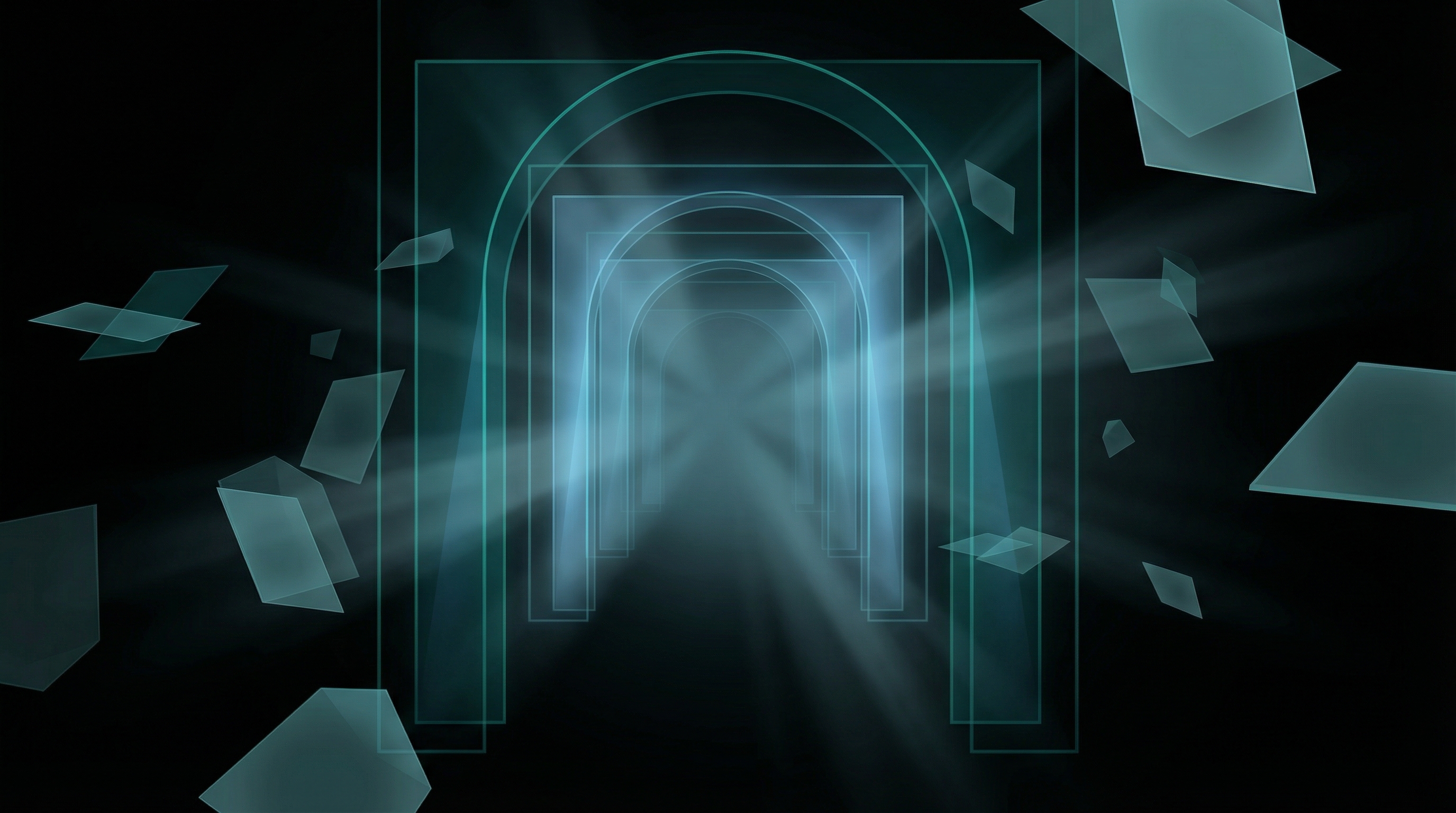 Abstract illustration of platforms converging toward automated creation